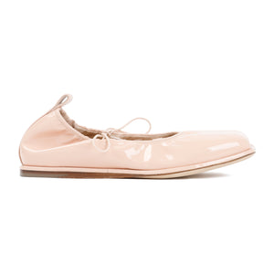 SIMONE ROCHA Nude Patent Leather Heart Toe Lace-Up Ballerina Flats for Women