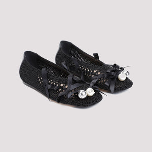 SIMONE ROCHA Chic Crochet Bell Charm Ballerina Flats