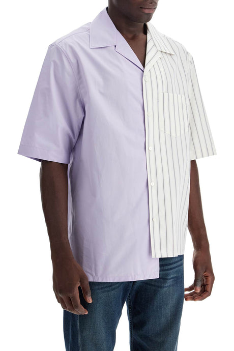 LANVIN Asymmetric Panel Striped Bowling Shirt