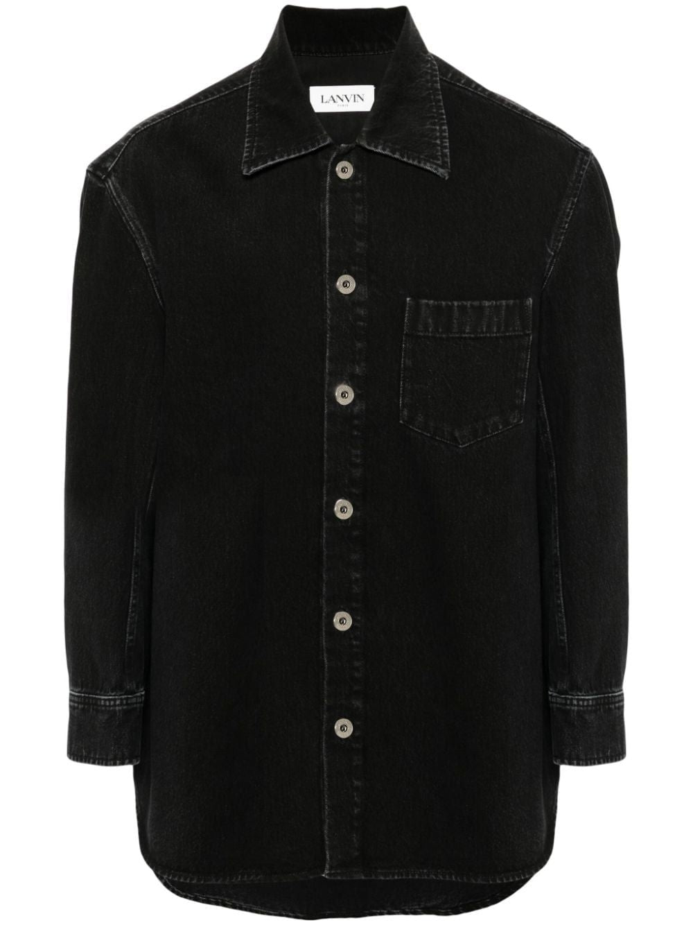 LANVIN Men's Classic Black Cotton Shirt