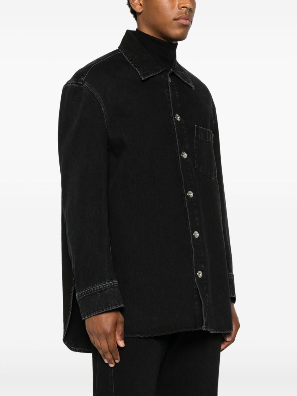 LANVIN Men's Classic Black Cotton Shirt