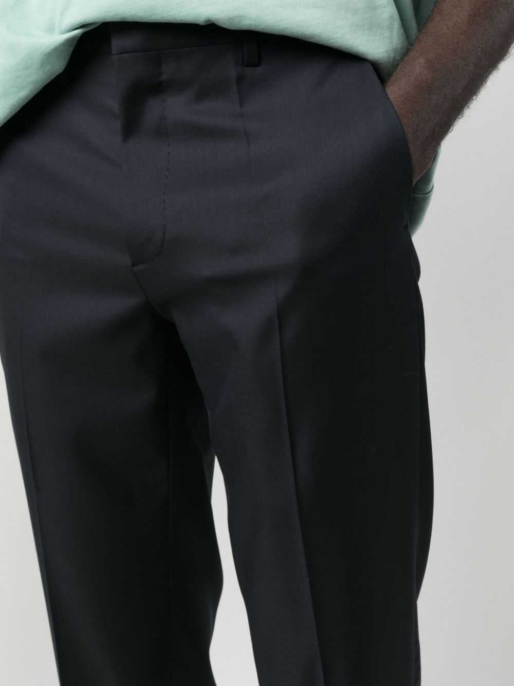 LANVIN Navy Blue Straight-Leg Tailored Trousers for Men