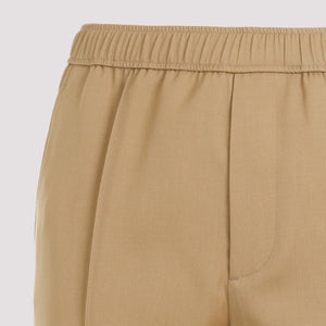 LANVIN Men's Beige Tapered Elasticated Trousers for SS24 Collection