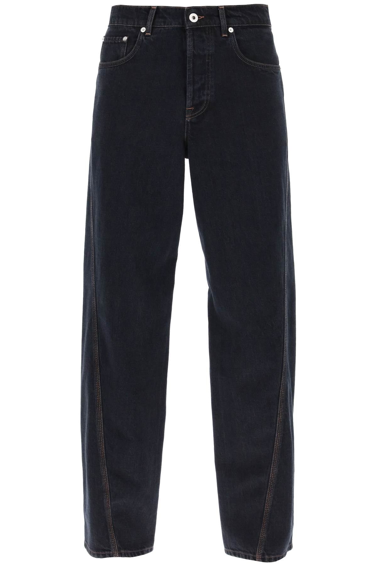 LANVIN Men's Dark Wash Baggy Jeans with Twisted Seams - FW23