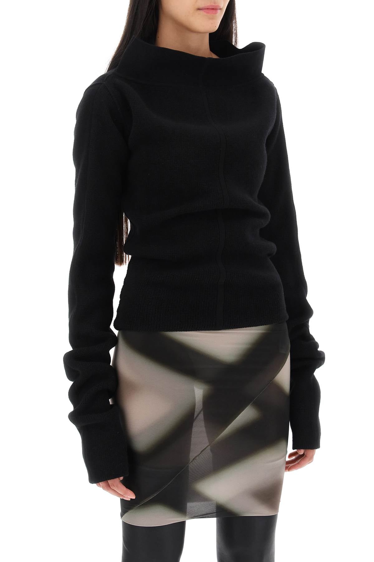 RICK OWENS Cowl Pullover in Nude & Neutrals for Women - FW23 Cashmere Knitwear