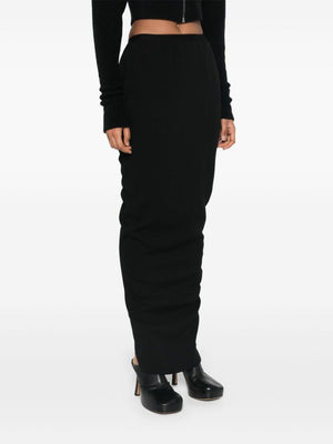 RICK OWENS Elegant Virgin Wool Crepe Skirt with Elastic Waistband