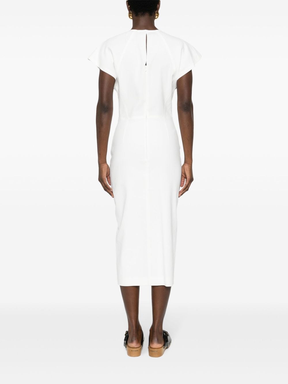 ISABEL MARANT White Midi Dress with Cap Sleeves and Keyhole Neckline