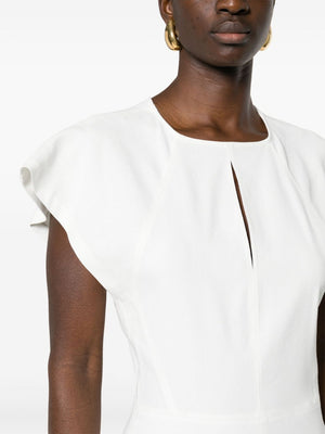 ISABEL MARANT White Midi Dress with Cap Sleeves and Keyhole Neckline