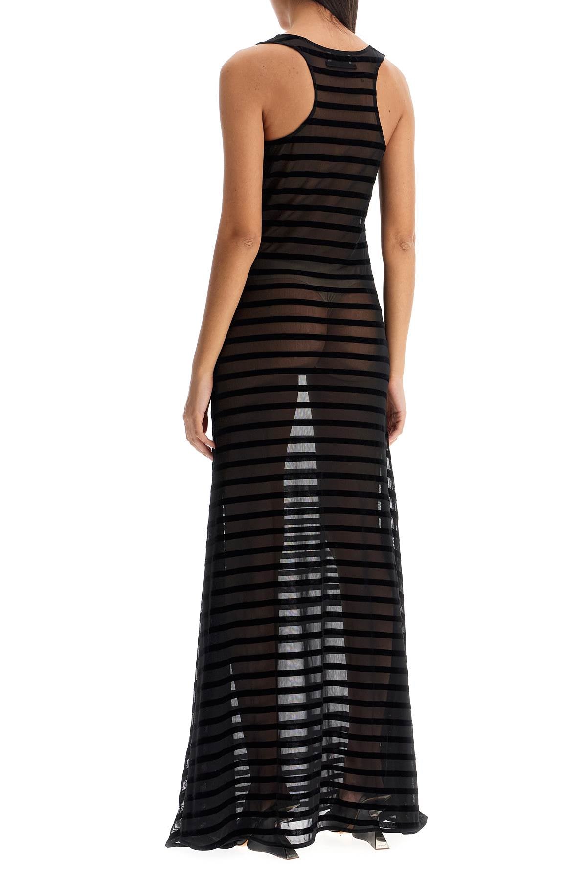 JEAN PAUL GAULTIER Long Striped Dress with Overall Detail