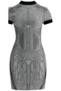 JEAN PAUL GAULTIER Mini Striped Jacquard Viscose Short Dress