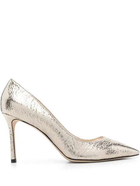 JIMMY CHOO Cracked Effect Leather Mini Romy Pumps 85