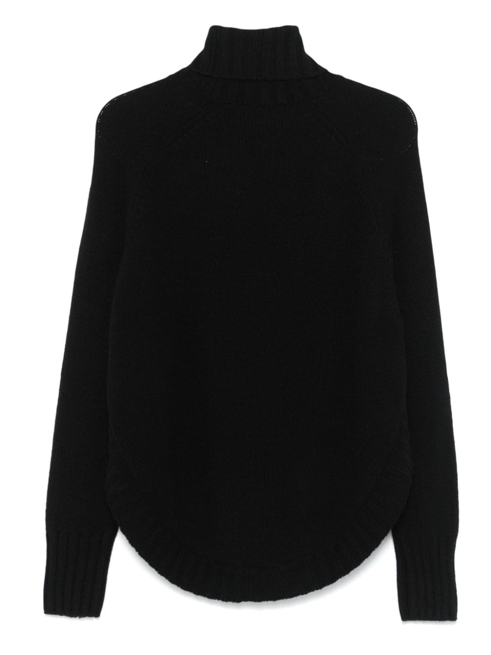 WILD CASHMERE Cashmere Blend Ribbed Knit Roll Neck Sweater in Black