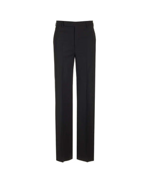 RICK OWENS High-Waisted Straight Cut Wool Pants for Women