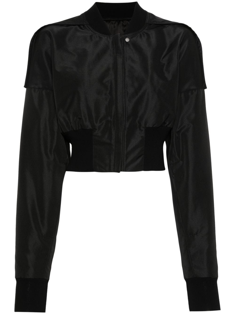 RICK OWENS Black Cropped Bomber Jacket for Women, Spring/Summer 2024 Collection