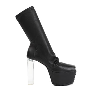 RICK OWENS Grill Stretch Peep-Toe Boots - 13.5 cm Heel