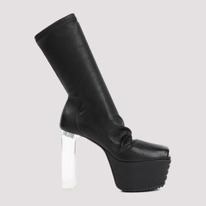 RICK OWENS Grill Stretch Peep-Toe Boots - 13.5 cm Heel