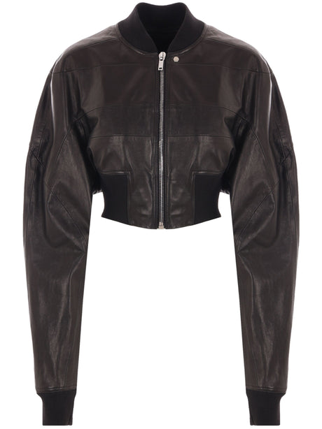 RICK OWENS Mini Cropped Leather Bomber Jacket