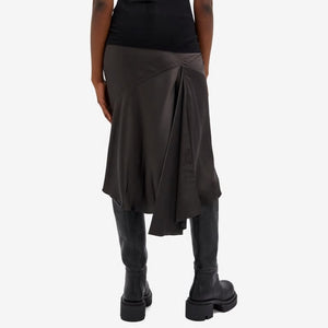 RICK OWENS Asymmetrical Mid-Length Satin Skirt for Women