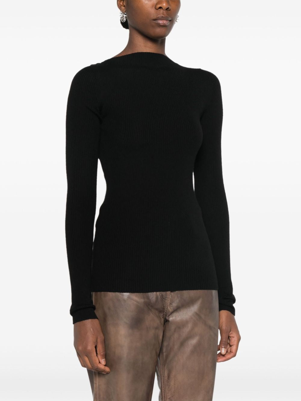 RICK OWENS Open-Back Knit Sweater - Close-Fitting with Boat Neck (Women)