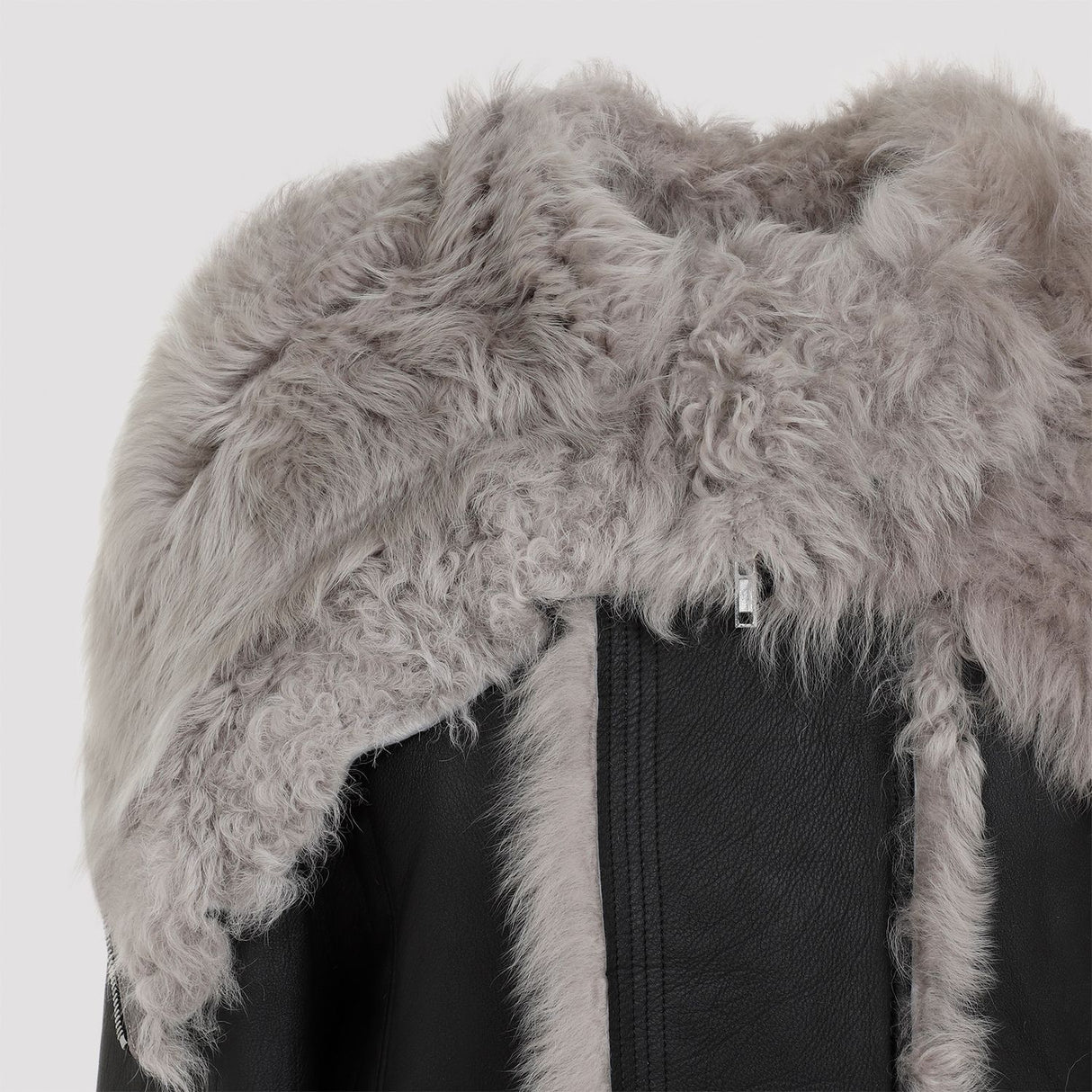 RICK OWENS Luxurious Cropped Alice Leather Parka with Lamb Fur