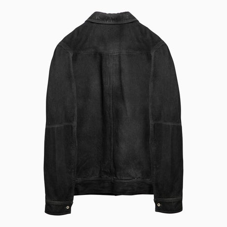 RICK OWENS Men's Gray Washed-Out Denim Jacket for SS24