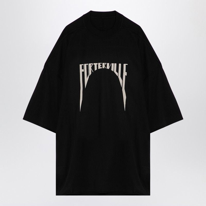 RICK OWENS Men's Classic Black Graphic Crew-Neck T-Shirt