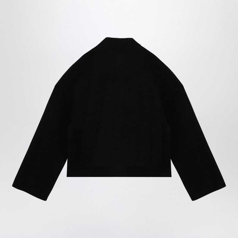 RICK OWENS  BLACK WOOL JUMPER WITH LOGO