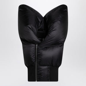 RICK OWENS High Collar Black Padded Gilet - FW24