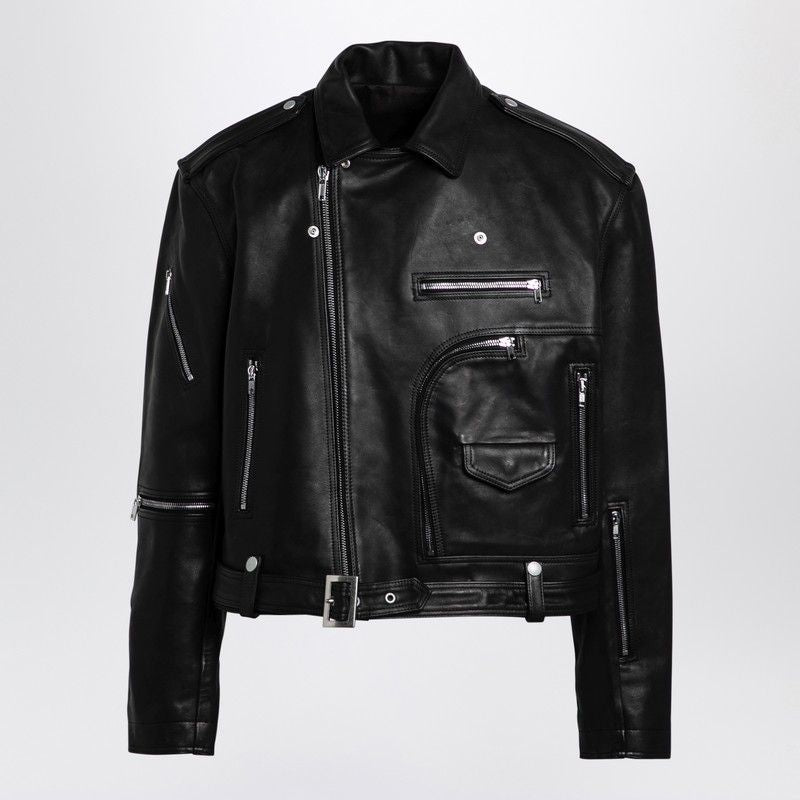 RICK OWENS Cropped Biker Jacket with Exposed Zips