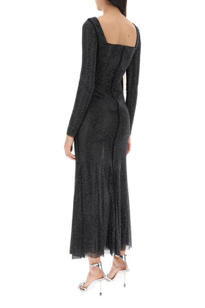 SELF-PORTRAIT Black Rhinestone-Embellished Maxi Dress