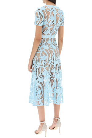 SELF-PORTRAIT Light Blue Lace Midi Dress for Women in SS24 Collection