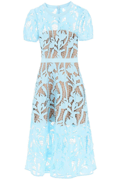 SELF-PORTRAIT Light Blue Lace Midi Dress for Women in SS24 Collection