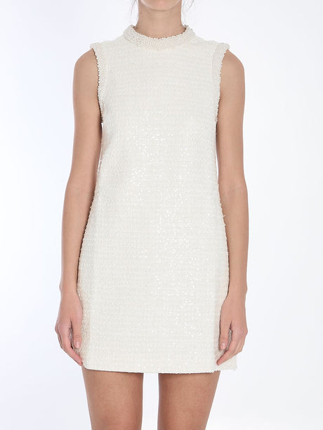 SELF-PORTRAIT Sleeveless Mini Dress with Pearl Trim and Pockets