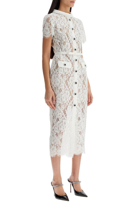 SELF-PORTRAIT Lace Mini Dress with Floral Accents and Belt