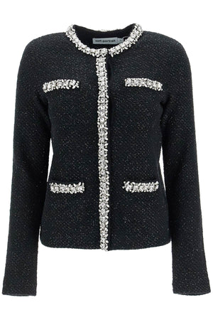 SELF-PORTRAIT Mini Textured Cardigan with Crystal and Sequin Accents