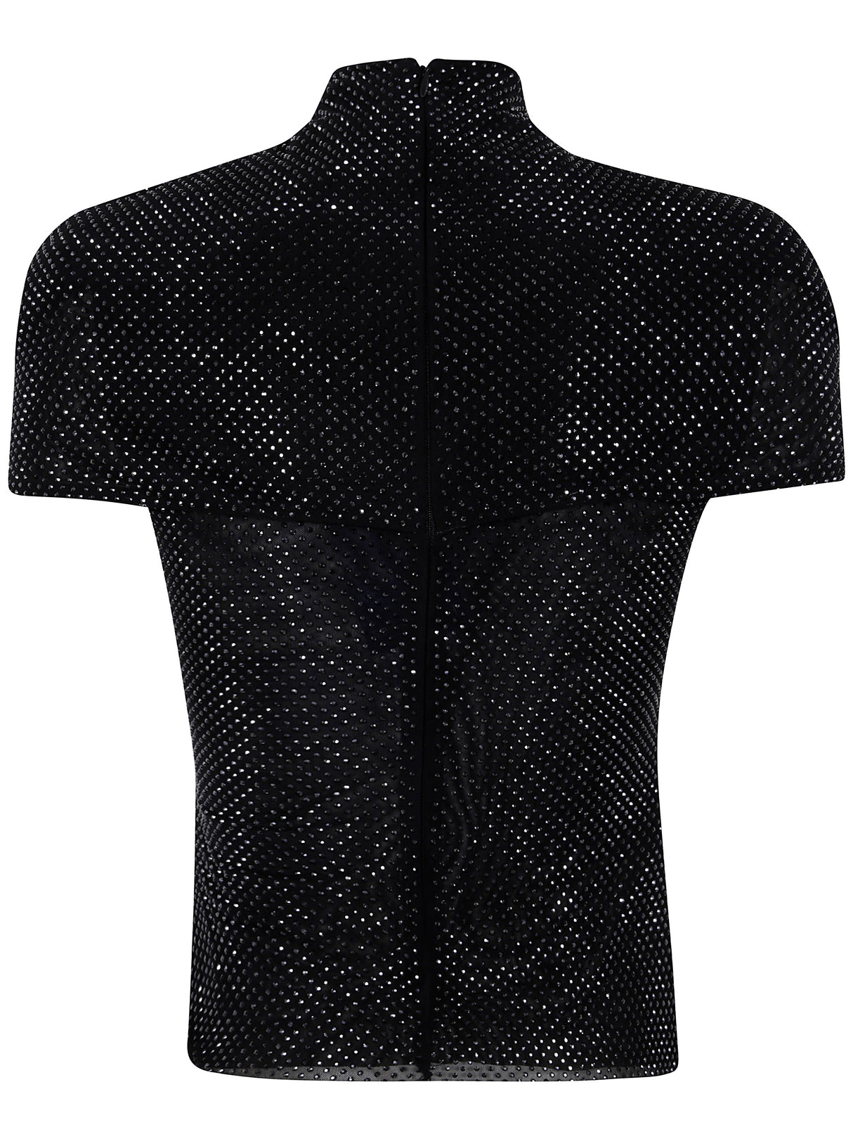 SELF-PORTRAIT Rhinestone Mesh Cut Out Top