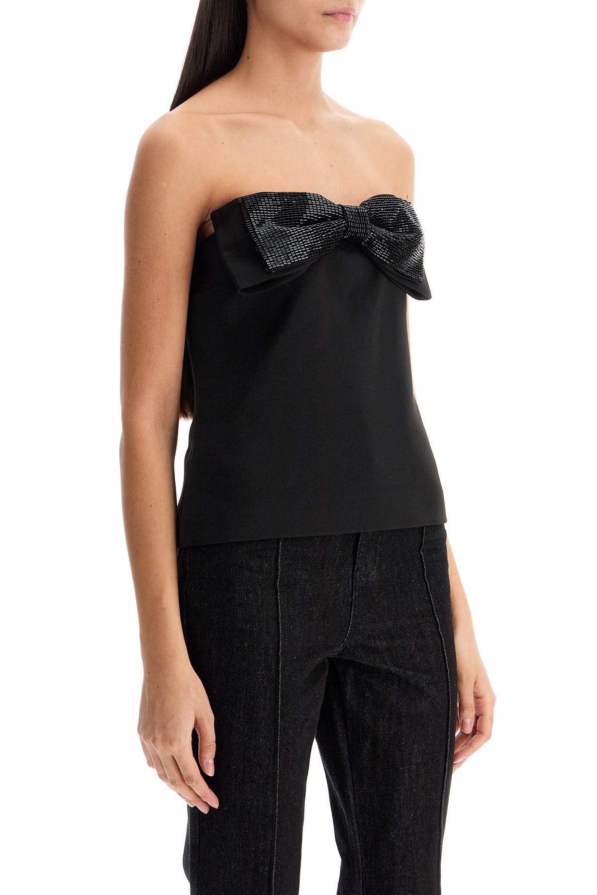 SELF-PORTRAIT Mini Strapless Sweetheart Top with Bow