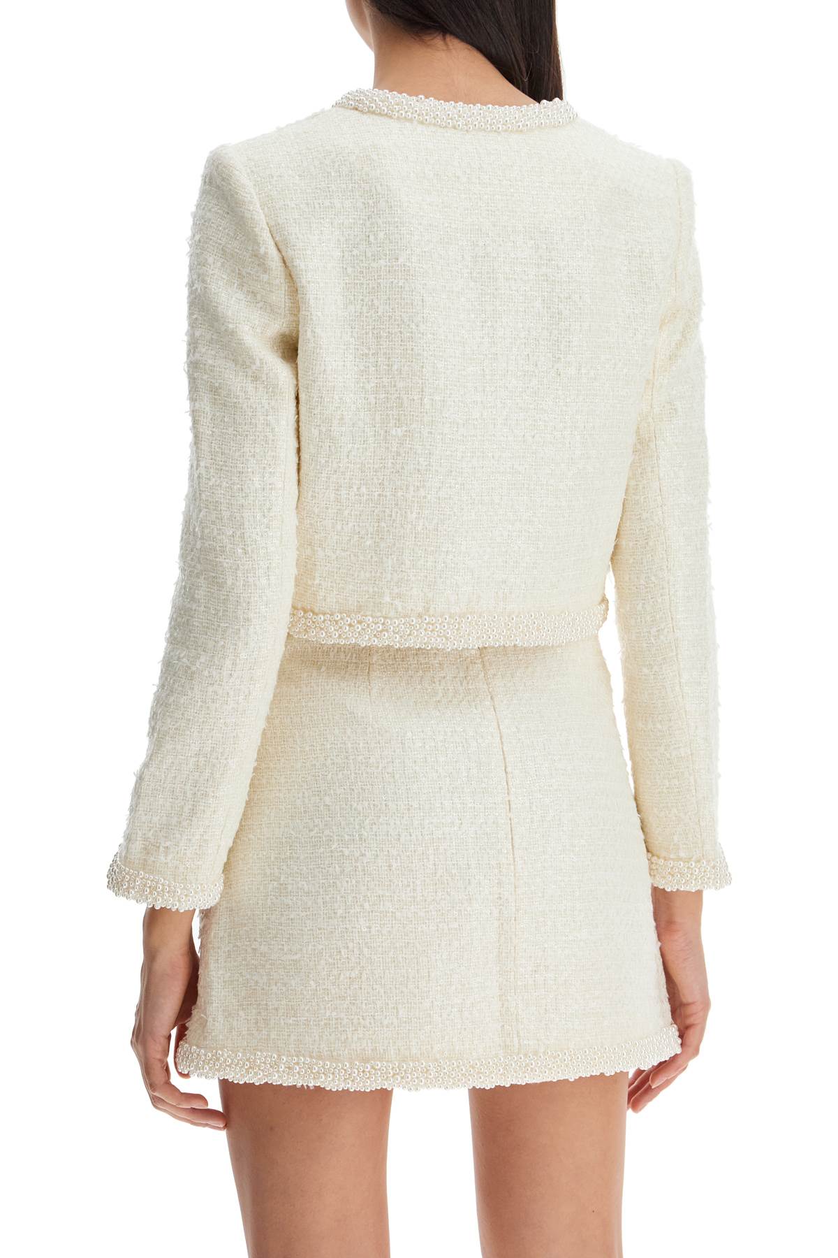 SELF-PORTRAIT Mini Bouclé Jacket with Pearl Detailing