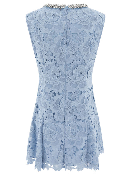 SELF-PORTRAIT Short Dress with Floral Lace & Crystal Details