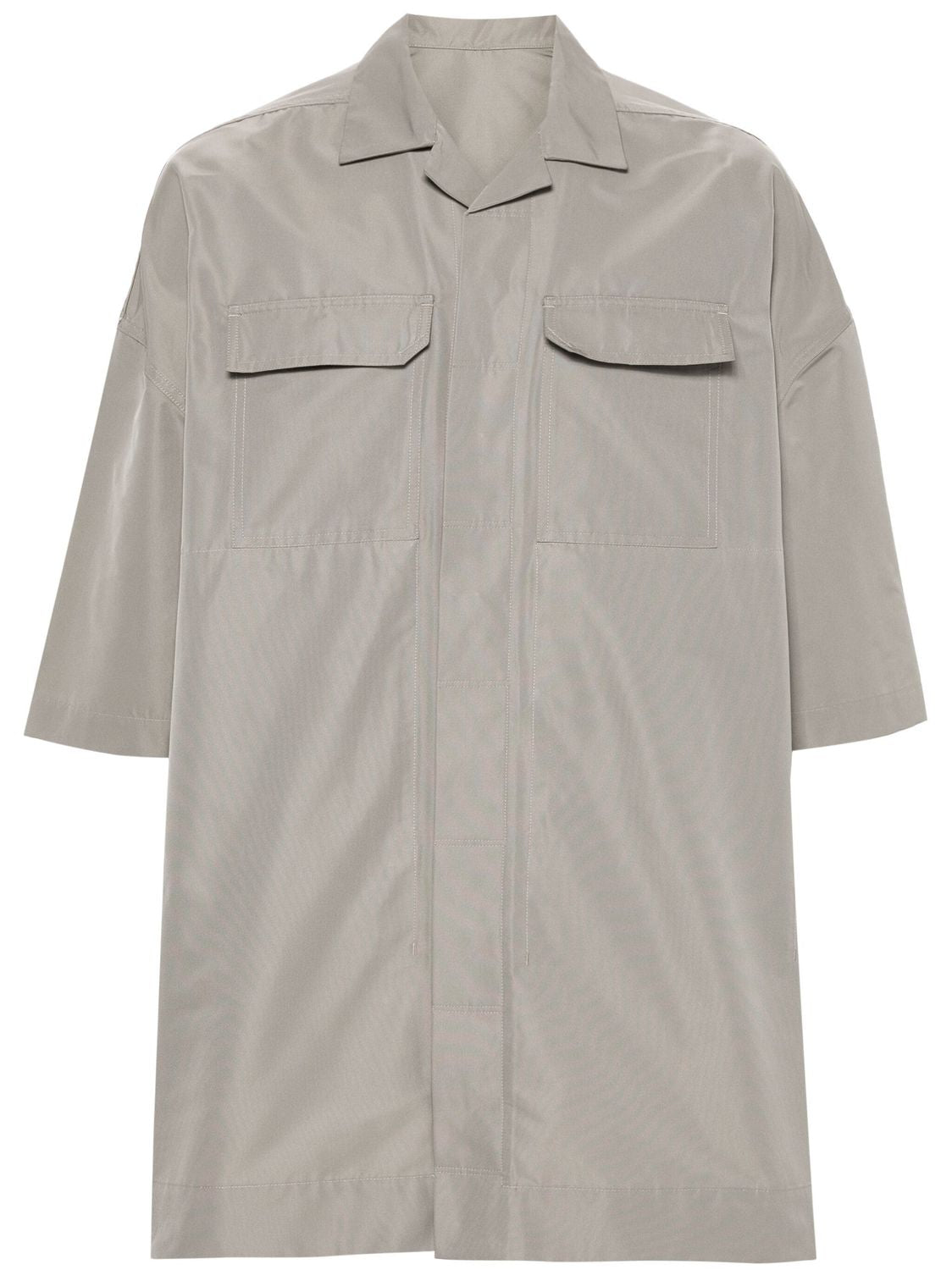 RICK OWENS Taupe Grey Strap-Detail Three-Quarter Sleeve Shirt for Men