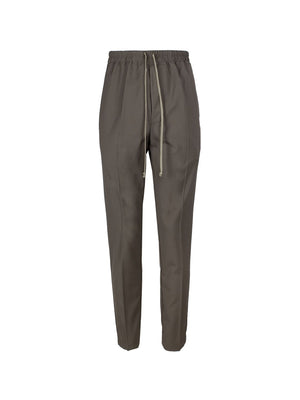 RICK OWENS Tailored Drawstring Trousers for Men in Taupe Grey