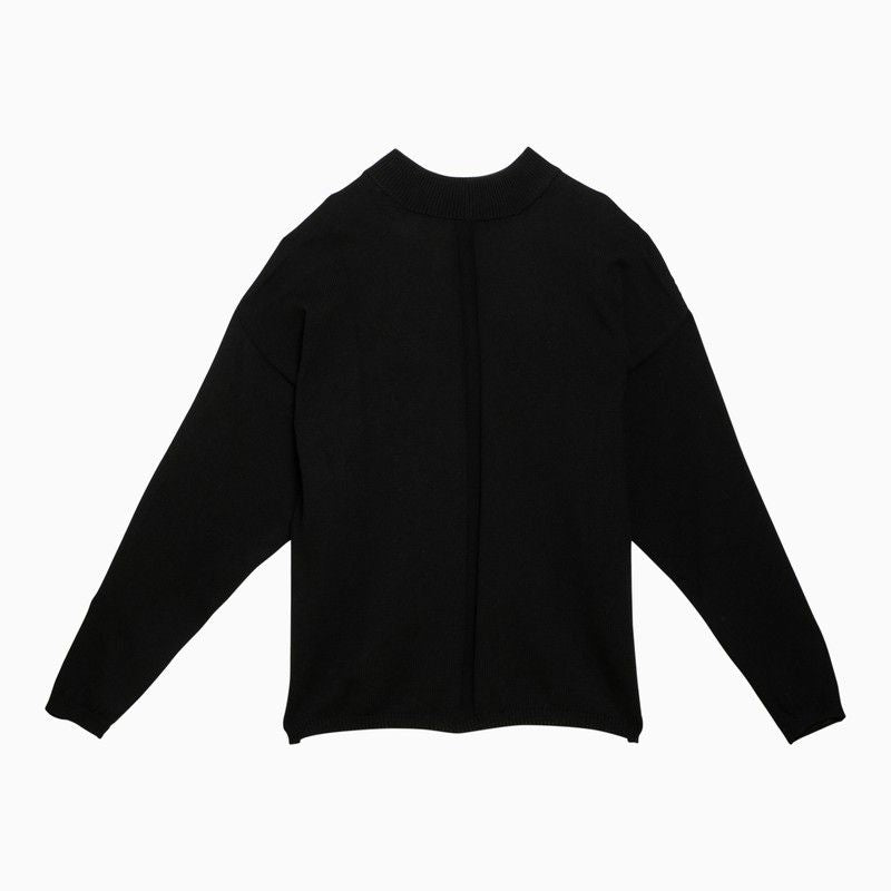 RICK OWENS Men's Black Semi-Transparent Cotton Crew-Neck Sweater for SS24
