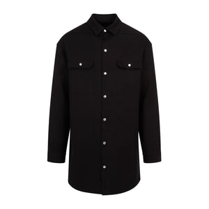 RICK OWENS Black Silk and Wool Shirt for Men - SS24 Collection