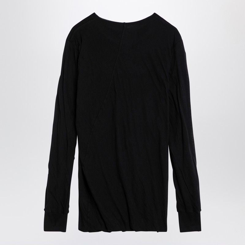 RICK OWENS Sleek Black Cotton Crew-Neck Sweater