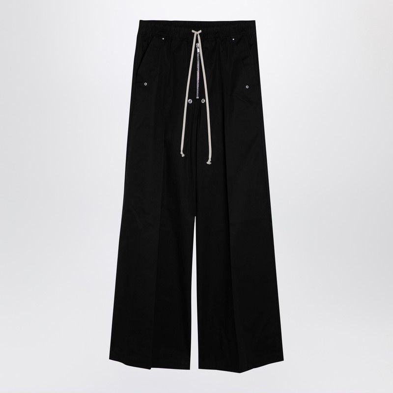 RICK OWENS Urban Luxe Black Wide-Leg Cotton Trousers