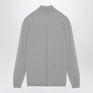 RICK OWENS Elegant Pearl Grey Wool Turtleneck Sweater