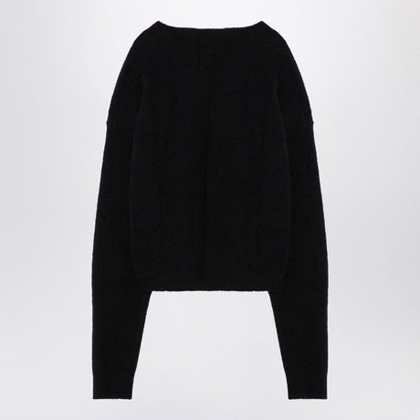 RICK OWENS Black V-Neck Wool Blend Sweater