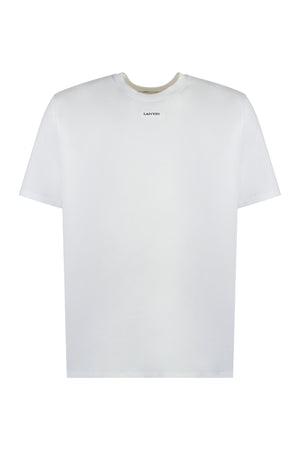 LANVIN Classic White Ribbed Logo T-Shirt for Men