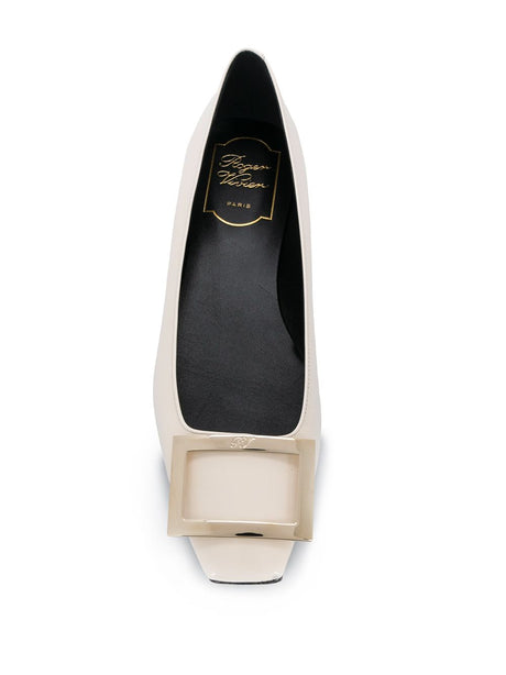 ROGER VIVIER Square Toe Slip-On Ballet Flats with Buckle Detail