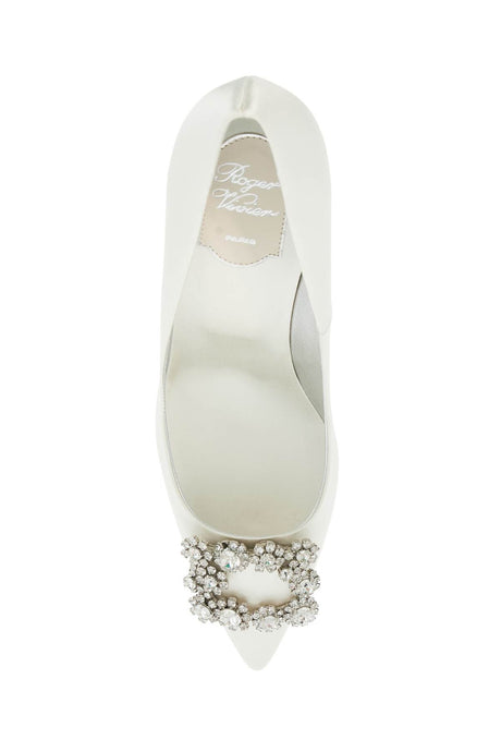 ROGER VIVIER Elegant Satin Pumps with Crystal Flower Buckle